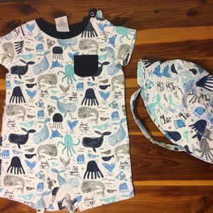 Ocean Theme Onesie with Hat
